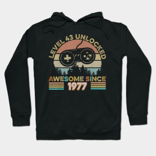 43rd Birthday Level 43 Unlocked Born In 1977 Gift Hoodie